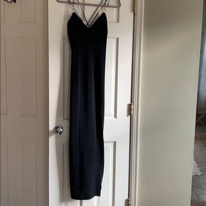 Strappy black dress with rhinestone details